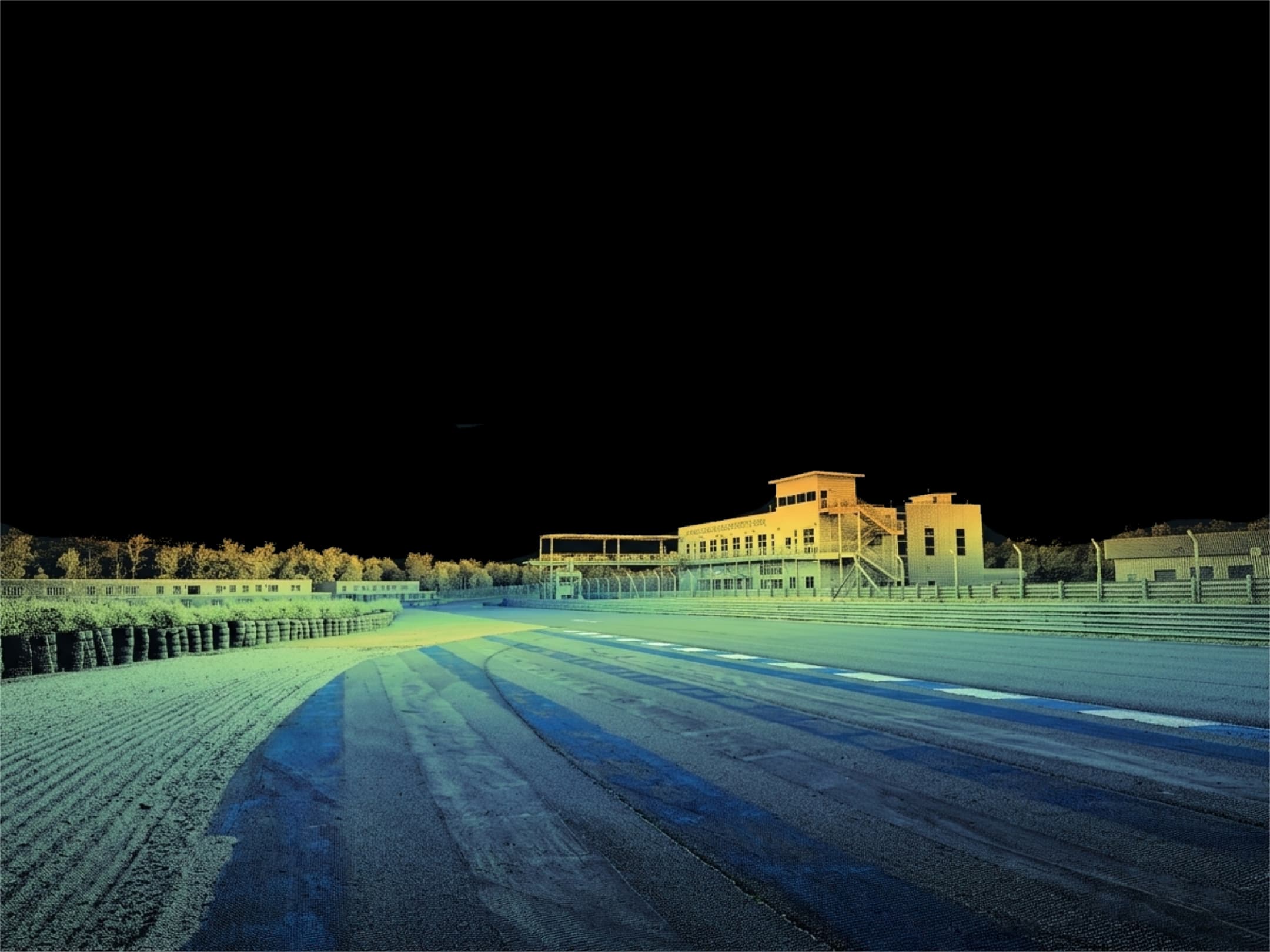 The front stretch as a LiDAR scan coloured by elevation